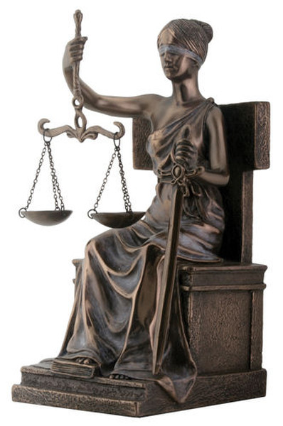 Law & Order Statue - Seated Blind Lady Justice Statue Holding Scales